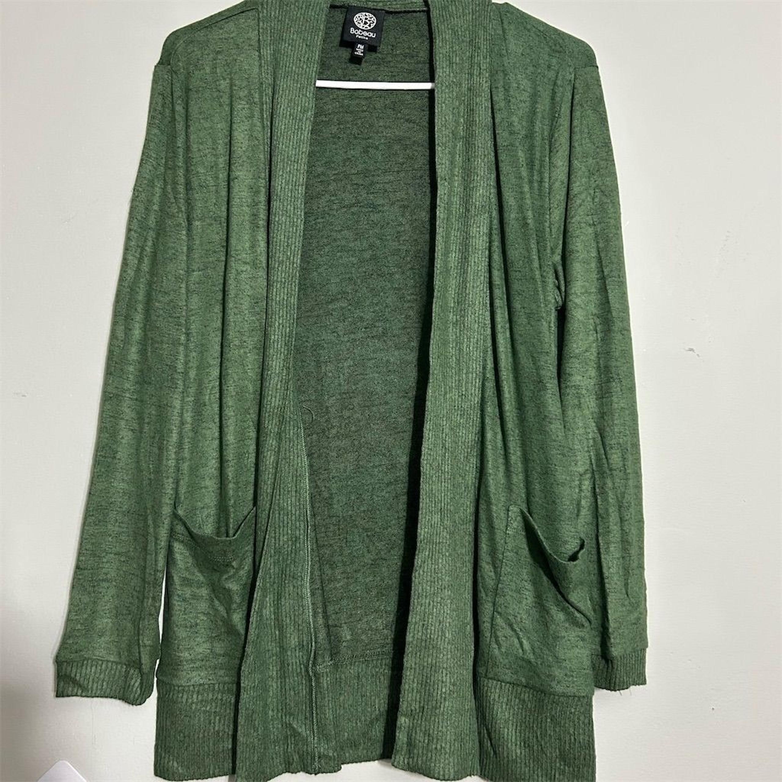 Bobeau Women's Petite M Olive Green Open Front Cardigan Sweater NWOT