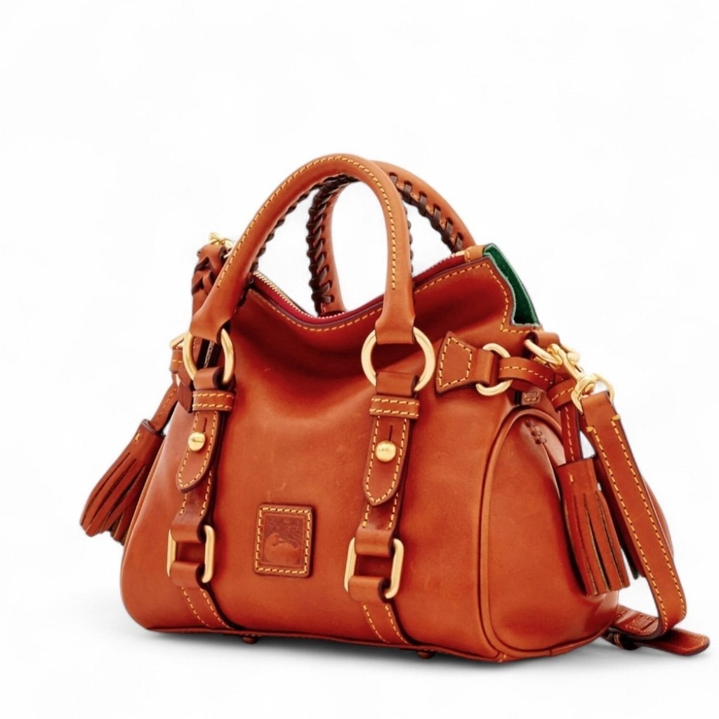 Dooney & Bourke Florentine Large Pebbled Leather Satchel w/ Crossbody Strap