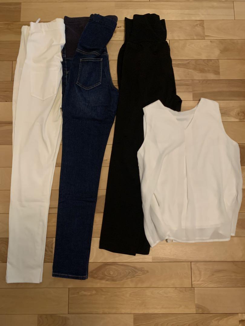 3 maternity pants + 1 nursing top