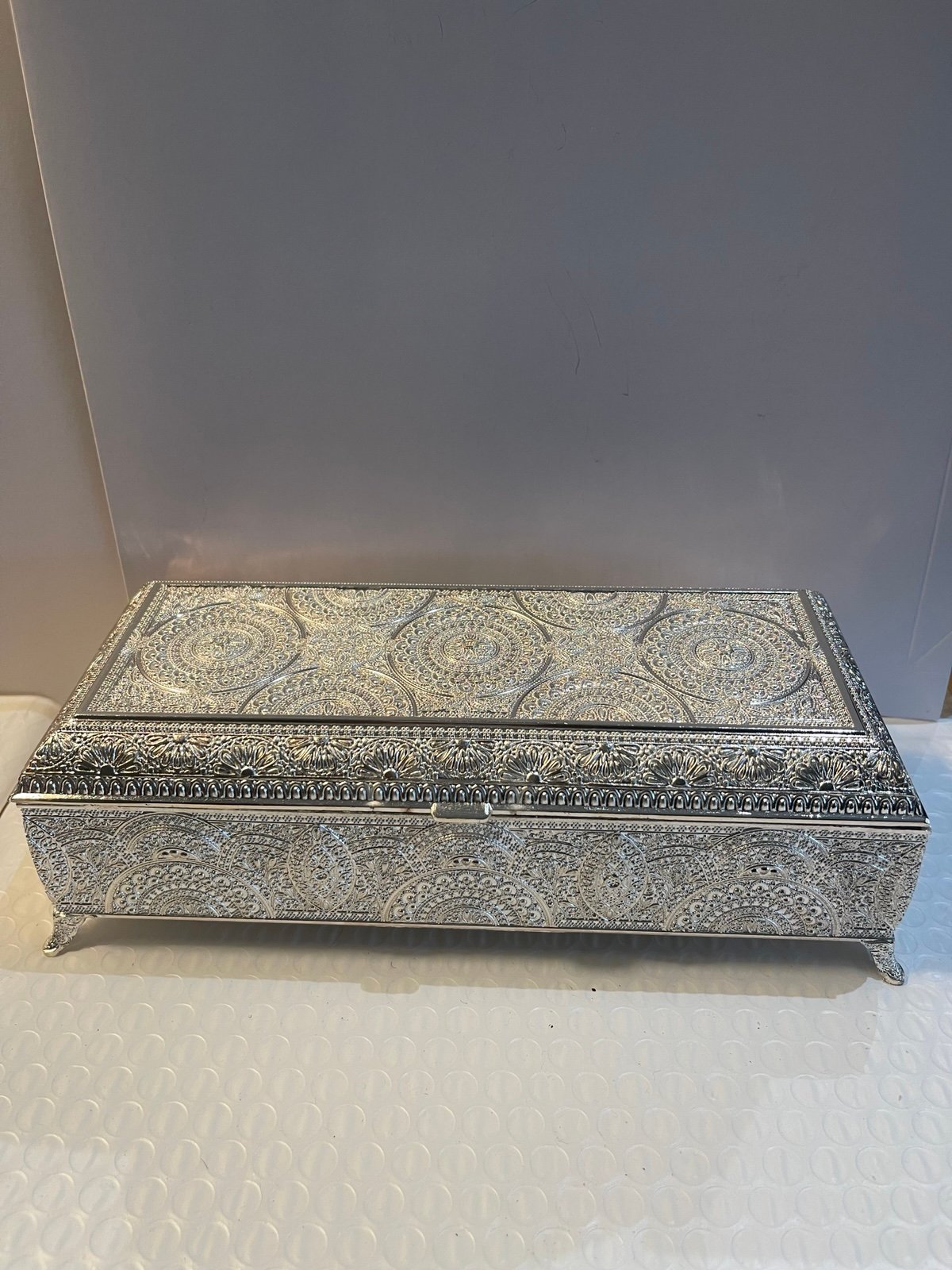 Vintage Silver plated jewelry box from India