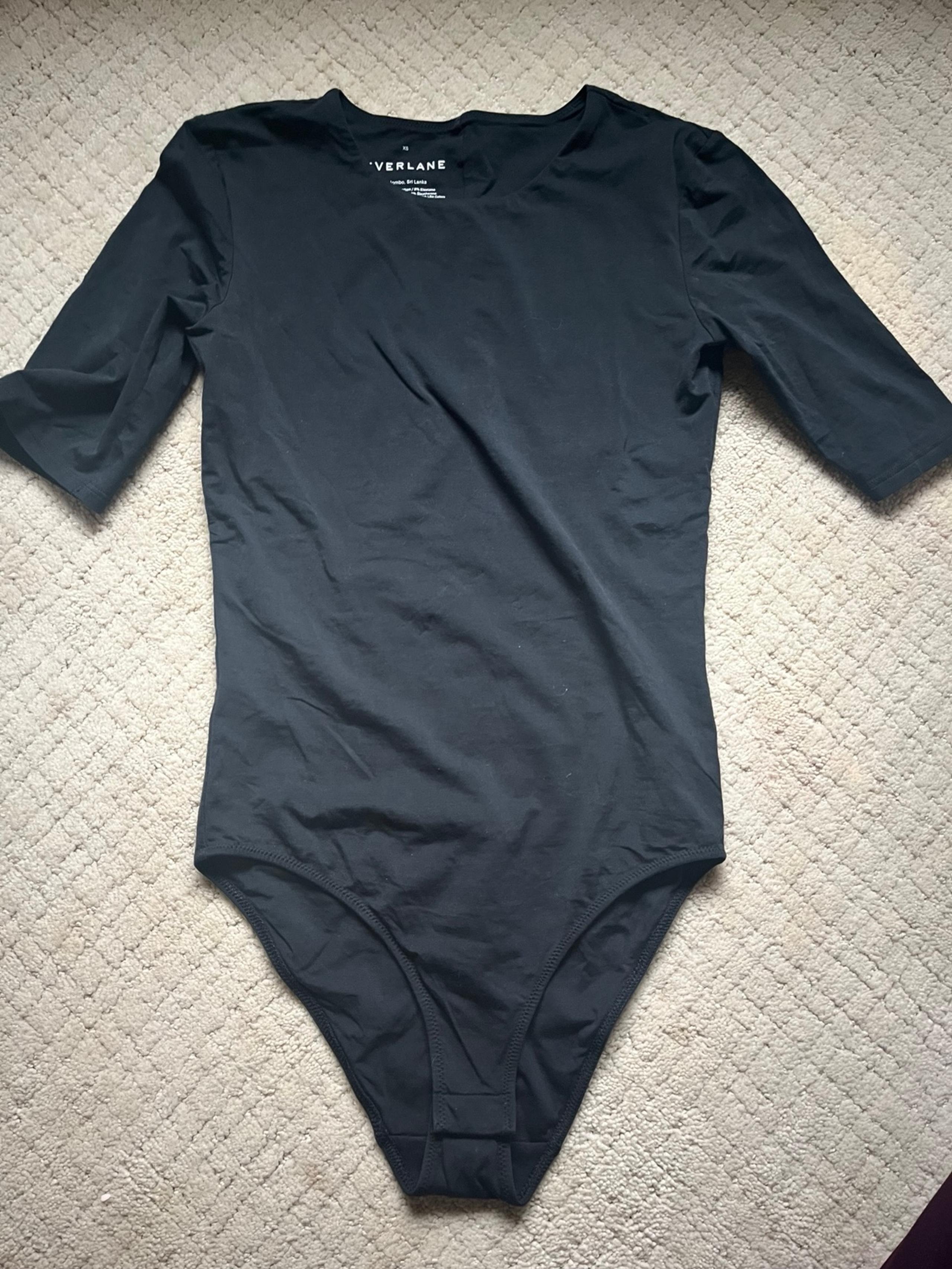 Everlane Short-Sleeve Crew Neck Bodysuit Bikini Black Women XS in VGUC . Perfect