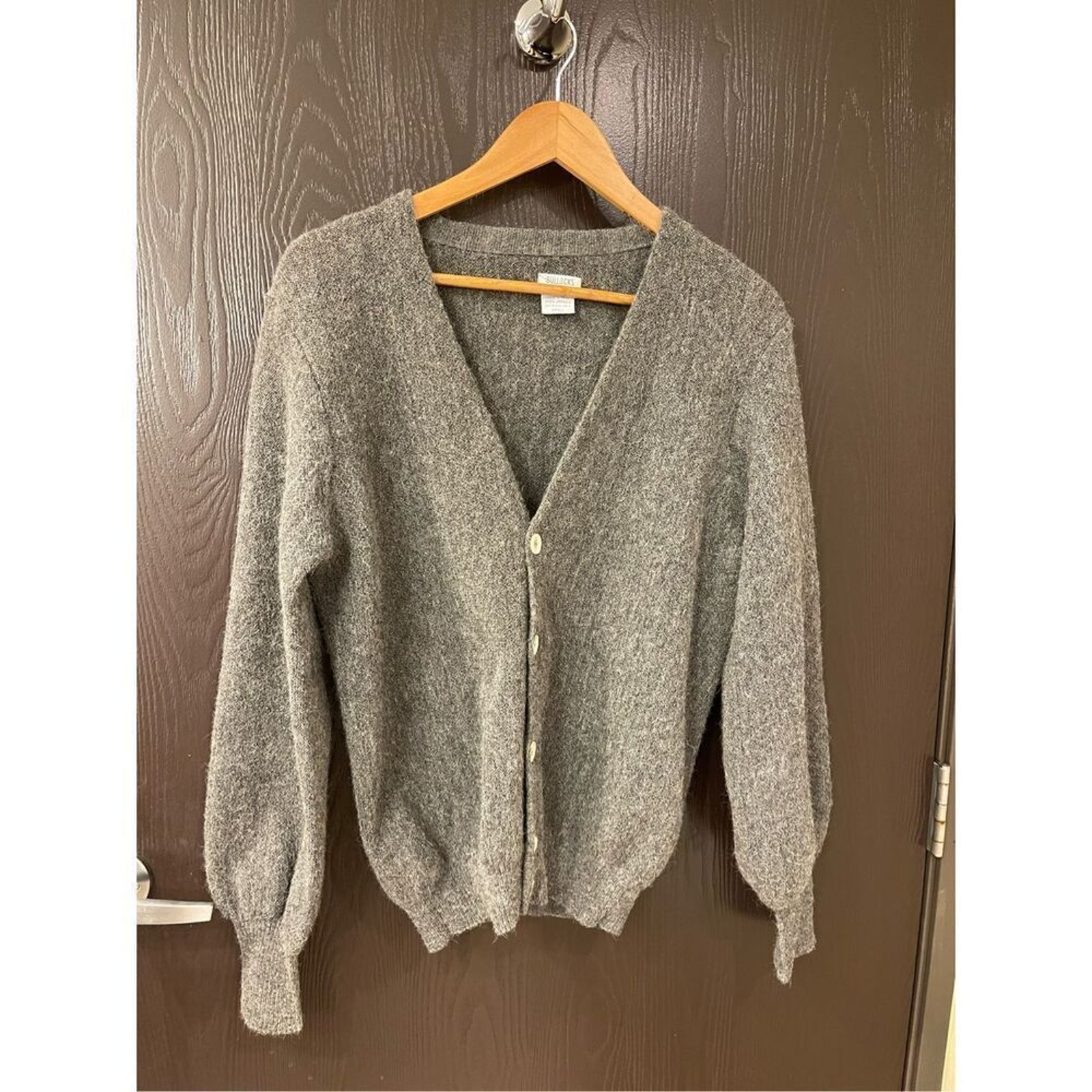Bullocks Wilshire 100% Alpaca Made in Peru Bishop Sleeve Grey Cardigan Womans S