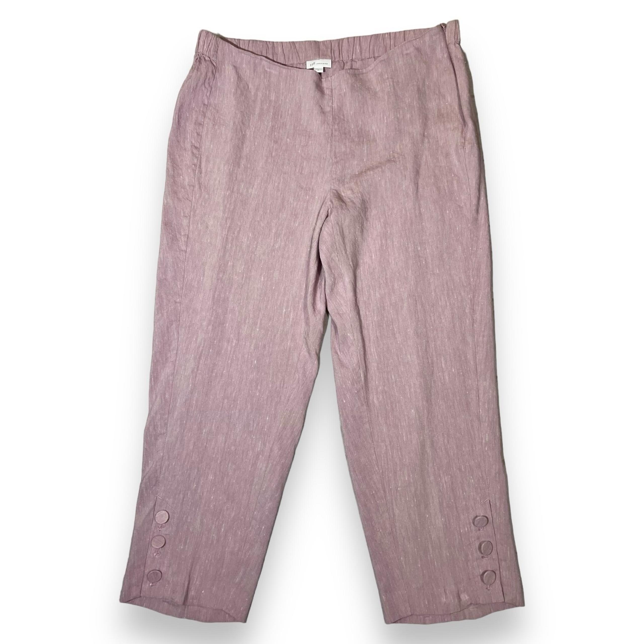 J. Jill Women’s Linen Stretch Button Crop Pants Lilac Size XL
