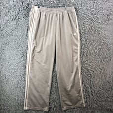 Adidas Gray 3 Stripe Pockets Track Pants Mens Large Pull On Tie Waist Athletic