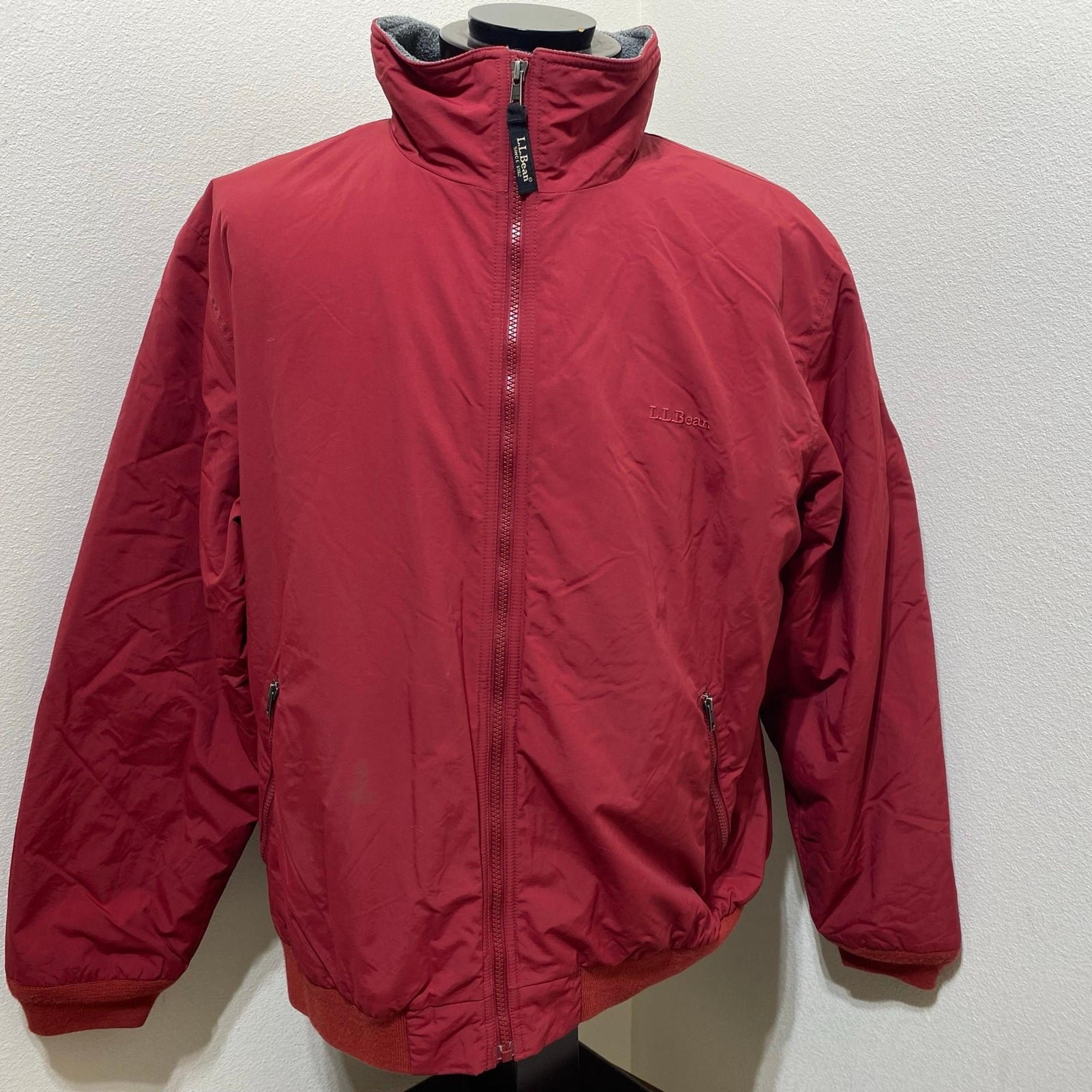 Vintage LL Bean Men's Red Zip-Up Bomber Jacket Size XL