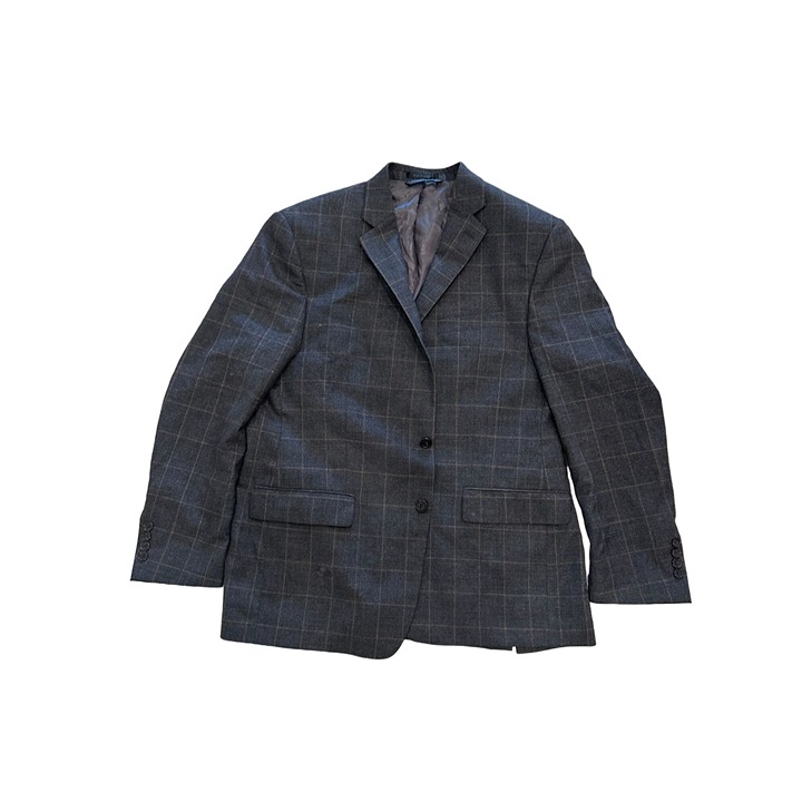 LAUREN RALPH LAUREN Mens Gray Tan Wool Plaid Blazer Size 44R