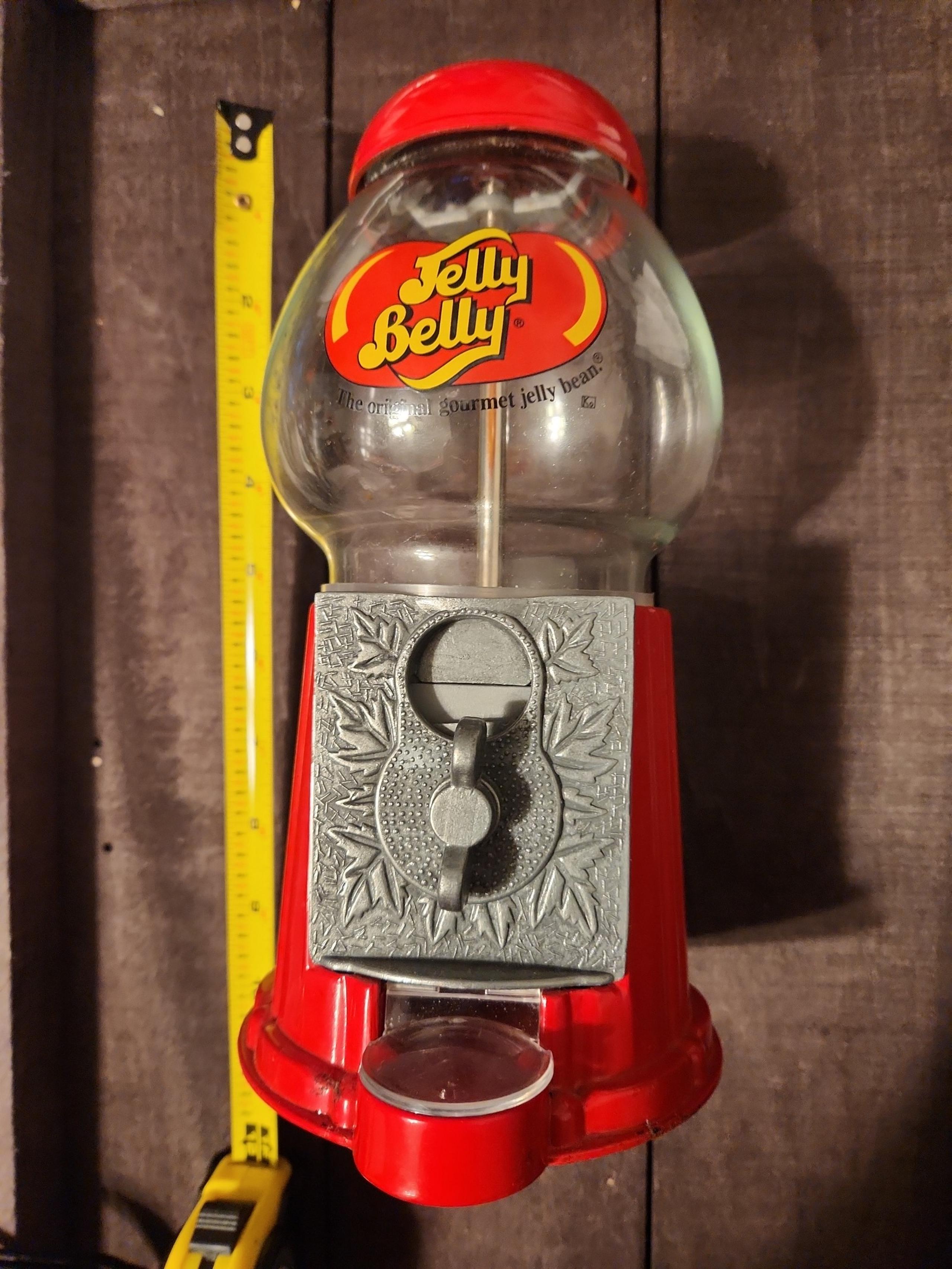 Jelly Belly 9" Coin Operated Dispenser glass top metal bank