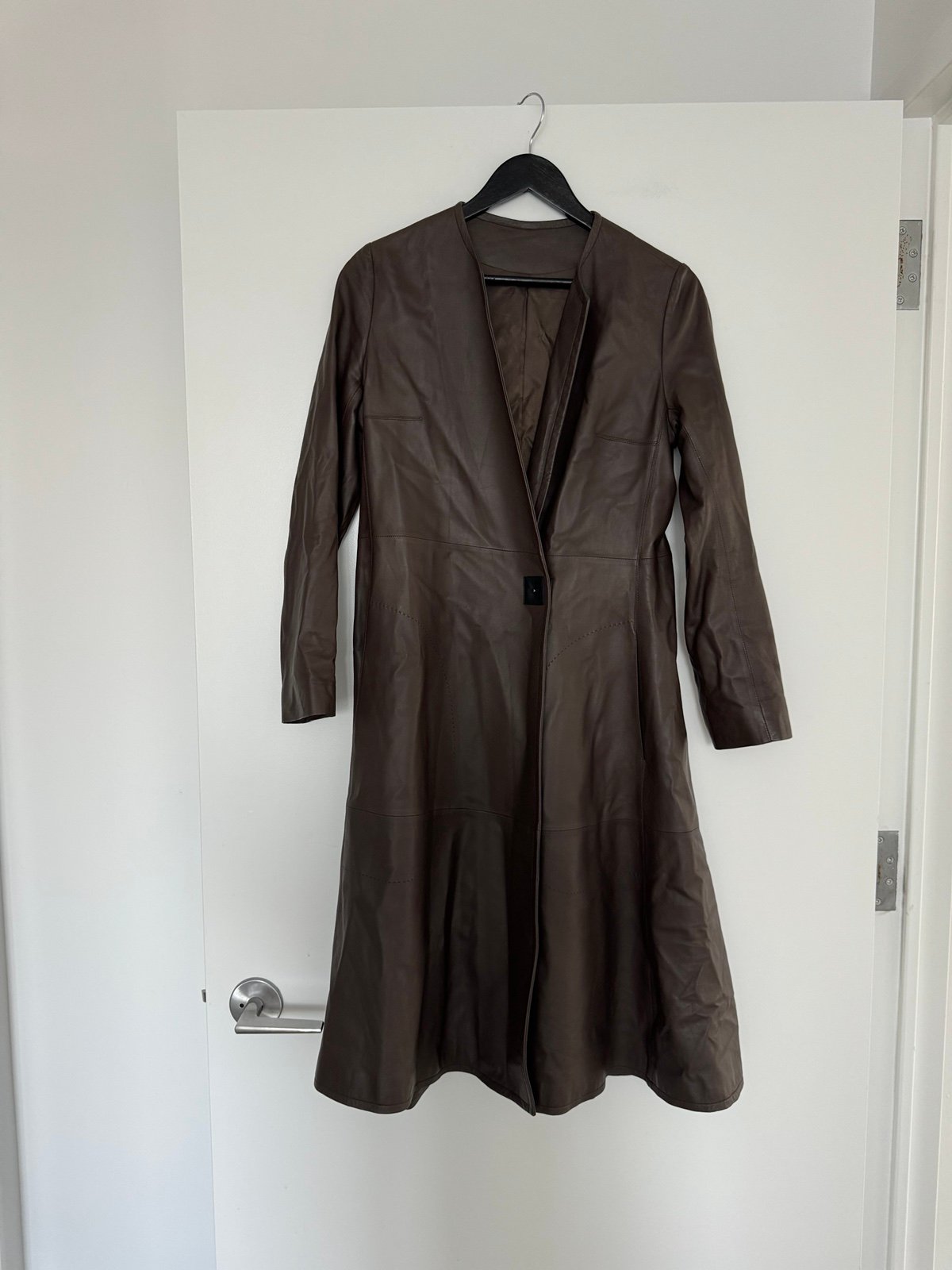 Vintage Brown Lambskin Leather Trench Coat