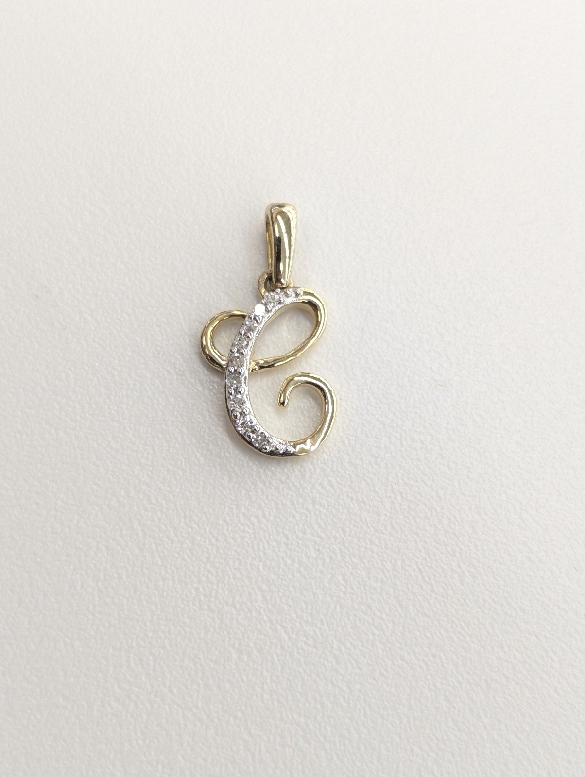 Real Diamond 10kt Yellow Gold Initial C Pendant