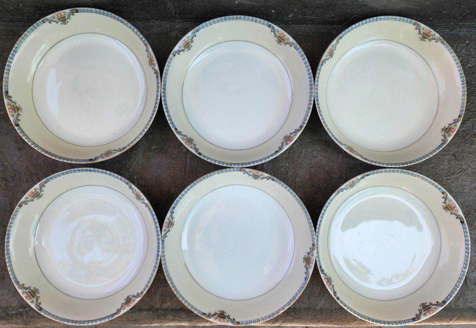 Antique NORITAKE china CORTEZ patt. Set of 6 7 Salad/Soup Bowls.