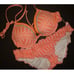 VICTORIA's SECRET 34B BIKINI XS,S ruffle ORANGE PEACH WHITE applique FABULOUS