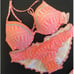 VICTORIA's SECRET 34B BIKINI XS,S ruffle ORANGE PEACH WHITE applique FABULOUS