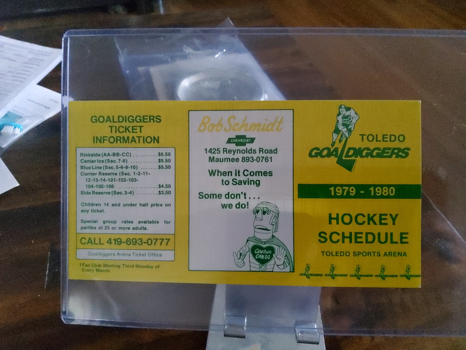 1979-80 hockey pocket schedule Goaldiggers