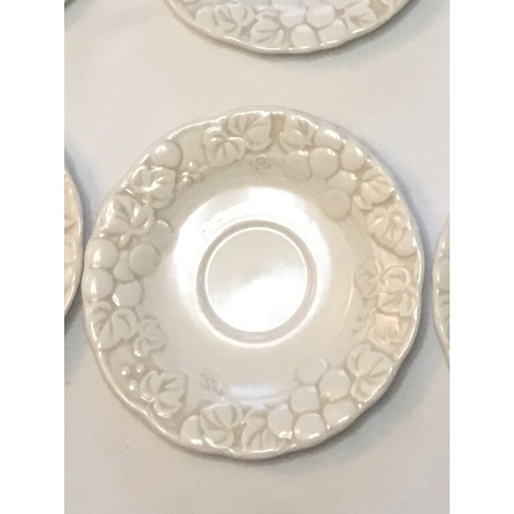 12 Metlox/Poppy Trail Antique White Saucers/ Vintage Dinnerware/Ceramics Sculpt
