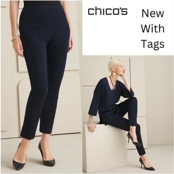 CHICO’S NWT Medium 8 Size 1 Black Chic Sweater Pant
