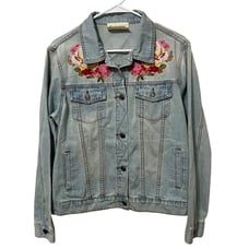 Savanah Jane Women’s embroidered Jean Jacket Sz Large Cotton Gorgeous