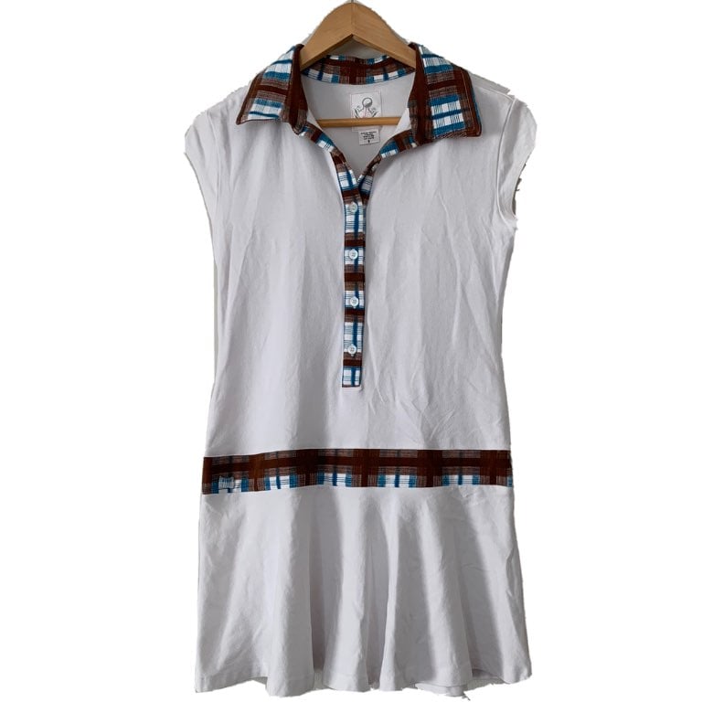 Pink Tee White Plaid Detail Golf Skirt Made In the USA