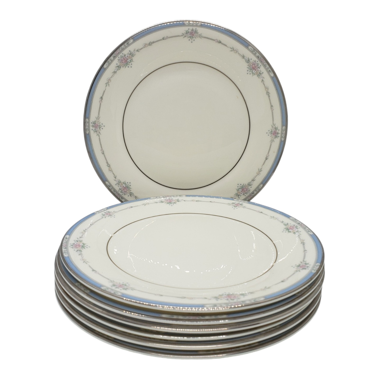 Set of 7 Royal Doulton Lisa Pattern Salad Plates 8in 1989 Bone China H5154