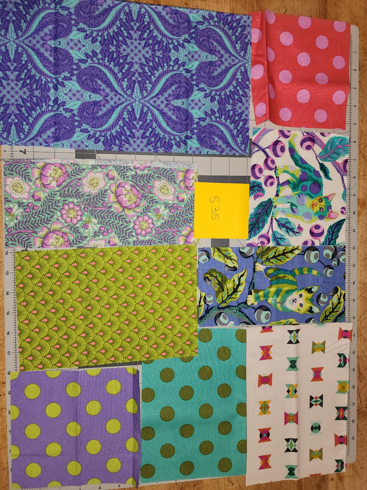 Tula Pink Quilters Fussy Cut Scrap Pack Fabric 535 Disco Kitty Tabby Road