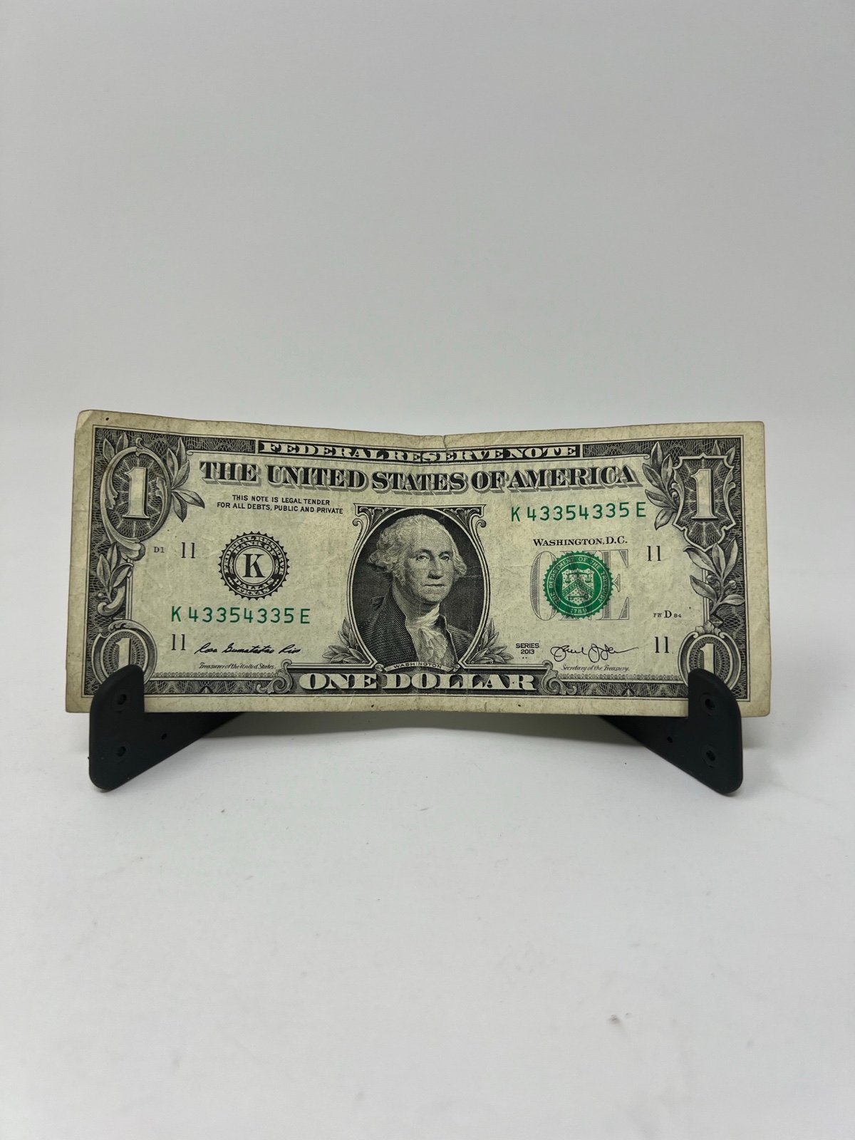 Rare Radar currency note 1 K43354335E Small rip at top