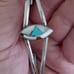 Vtg.sterling plated inlaid turquoise/ coral/ MOP cuff bracelet