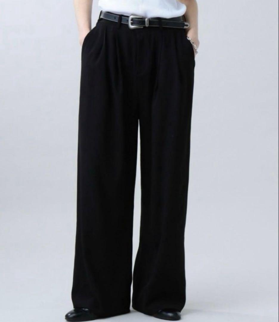 偉大な LURAKU Men for Slacks Straight Wide 2-Tuck パンツ
