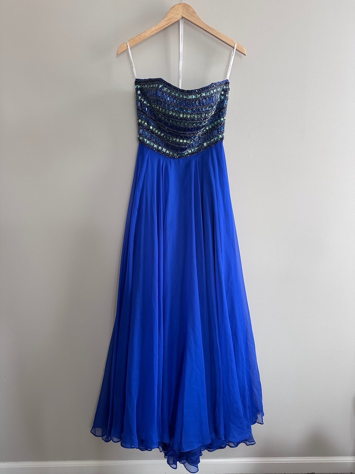 Blue Sherri Hill Size 6 Long Formal Gown Dance Prom Jewelled Dress
