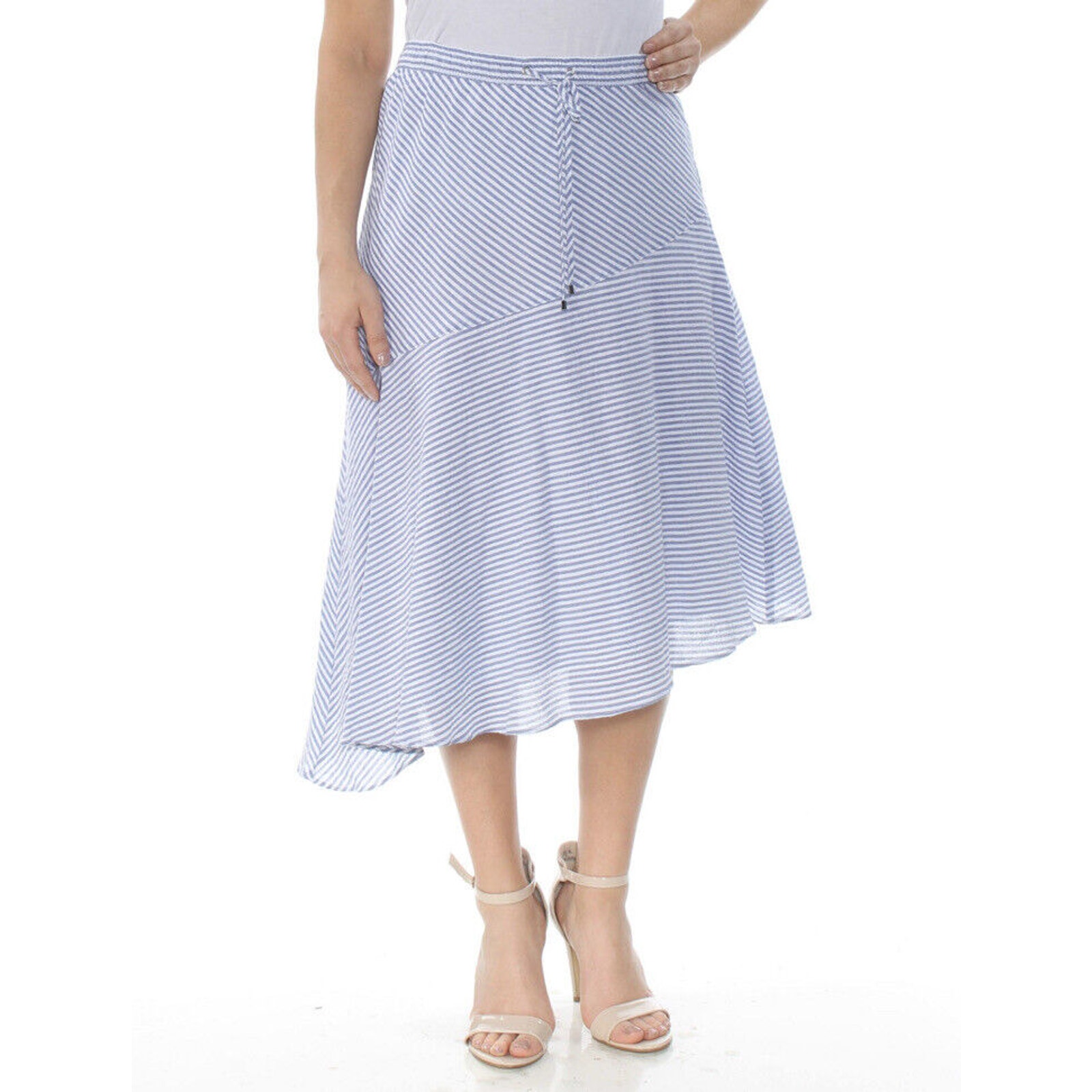 Lauren Ralph Lauren Asymmetrical Hem Skirt MIDI Length Size 12 Lined Elastic