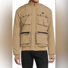 NWT AMERICAN STITCH Men’s Multi-Pockets Check Neck Bomber Jacket Khaki Size L