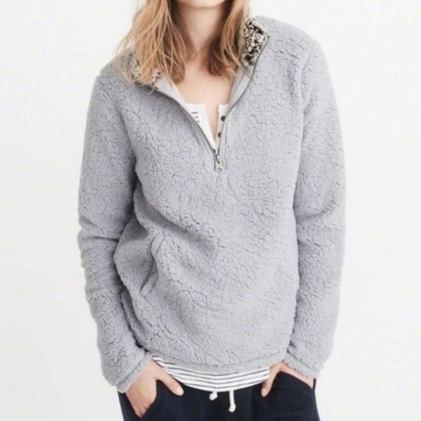 abercrombie half zip sherpa