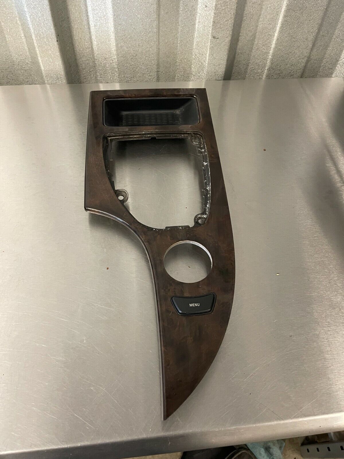 2008-2010 BMW 528i Woodgrain shifter trim bezel OEM With menu switch