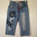 Posse Jeans Vtg 90s Streetwear Womens Distressed Hand Painted Denim Jean Shorts