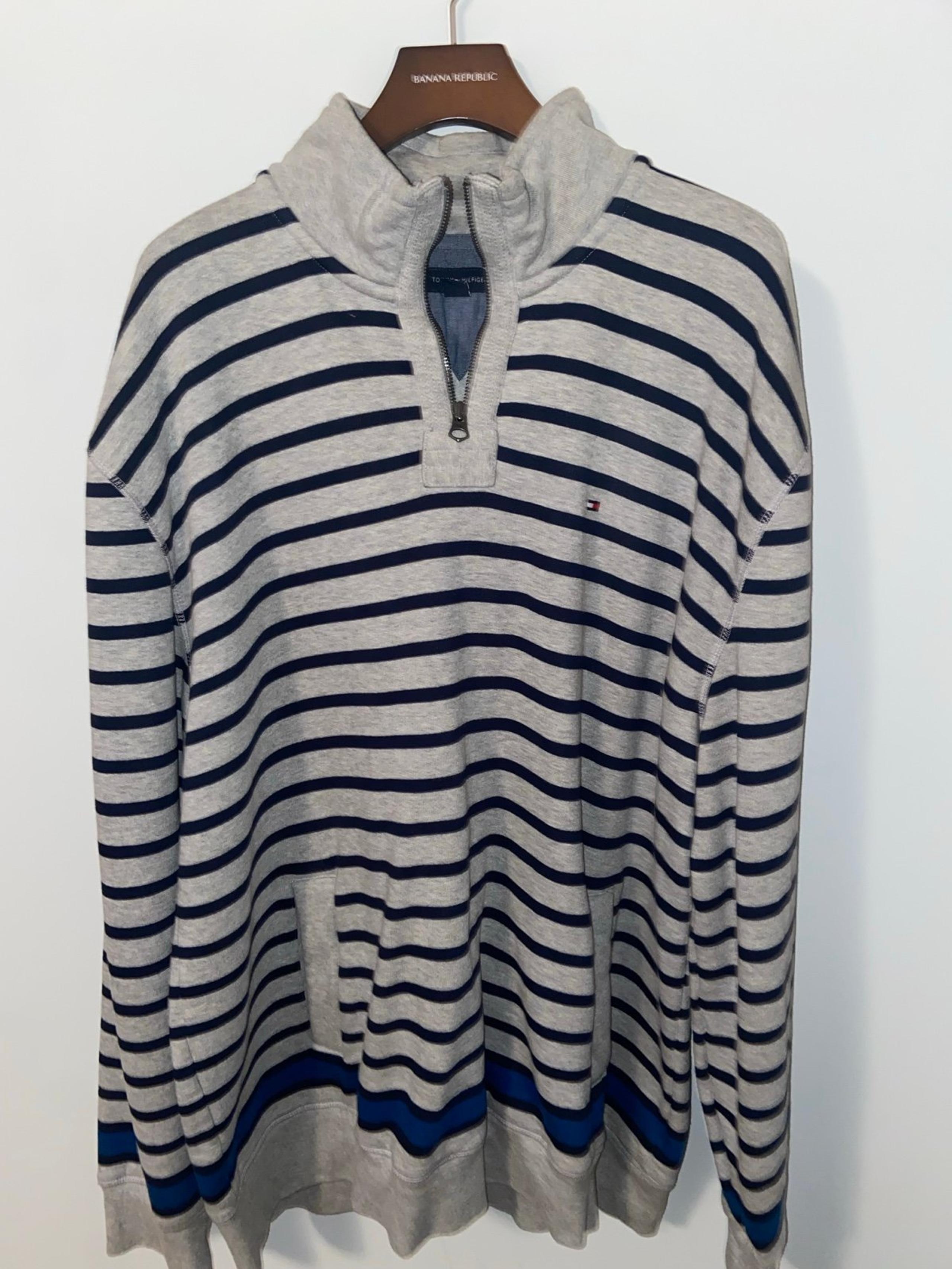 Tommy Hilfiger Gray Striped Pullover Sweater SIZE XXL MENS