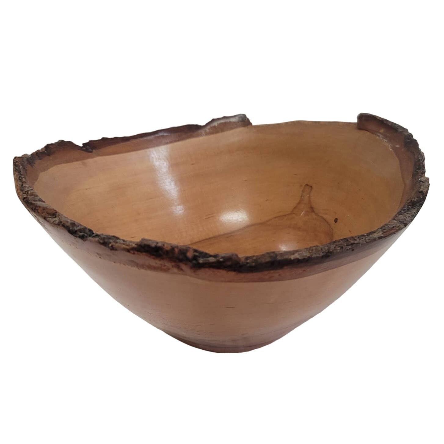 Handmade Freeform Live edge wood handturned large bowl lip on base 10.5 x 10