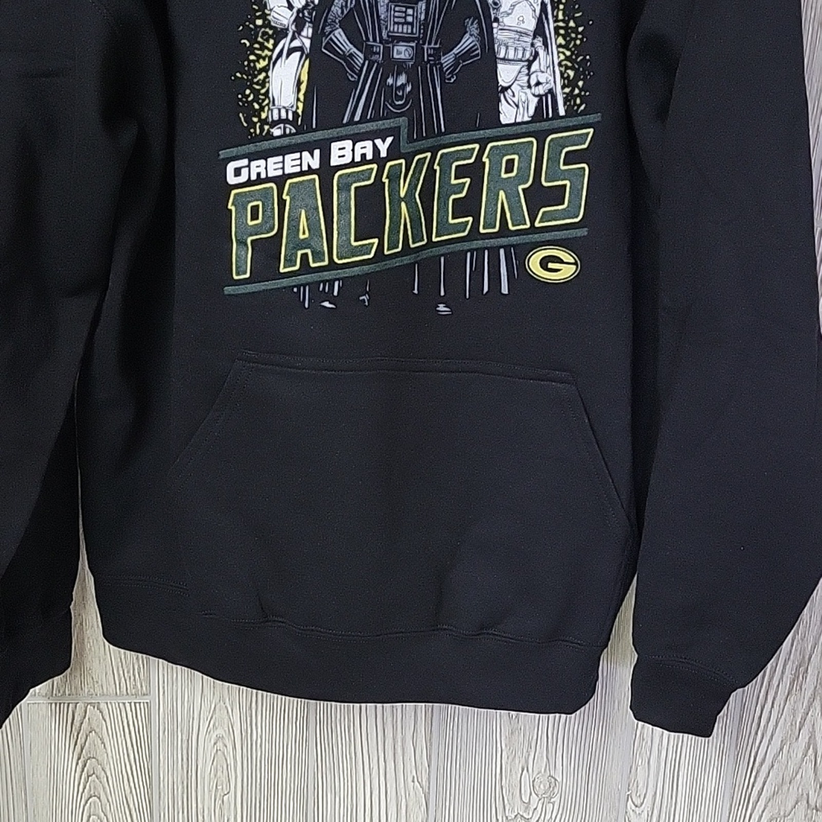 【US限定】STARTER NFL Green Bay Packers Vintage Hoodie Black Starter Green Bay Packers Mens Retro Hoodie - BLACK