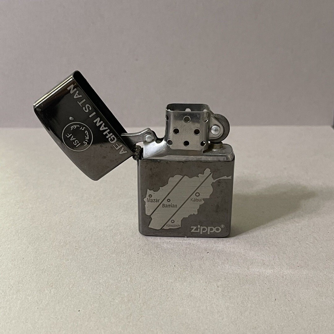 Zippo Lighter ISAF AFGHANISTAN Mazar Bamian Kandahar Kabul 2009 - detail