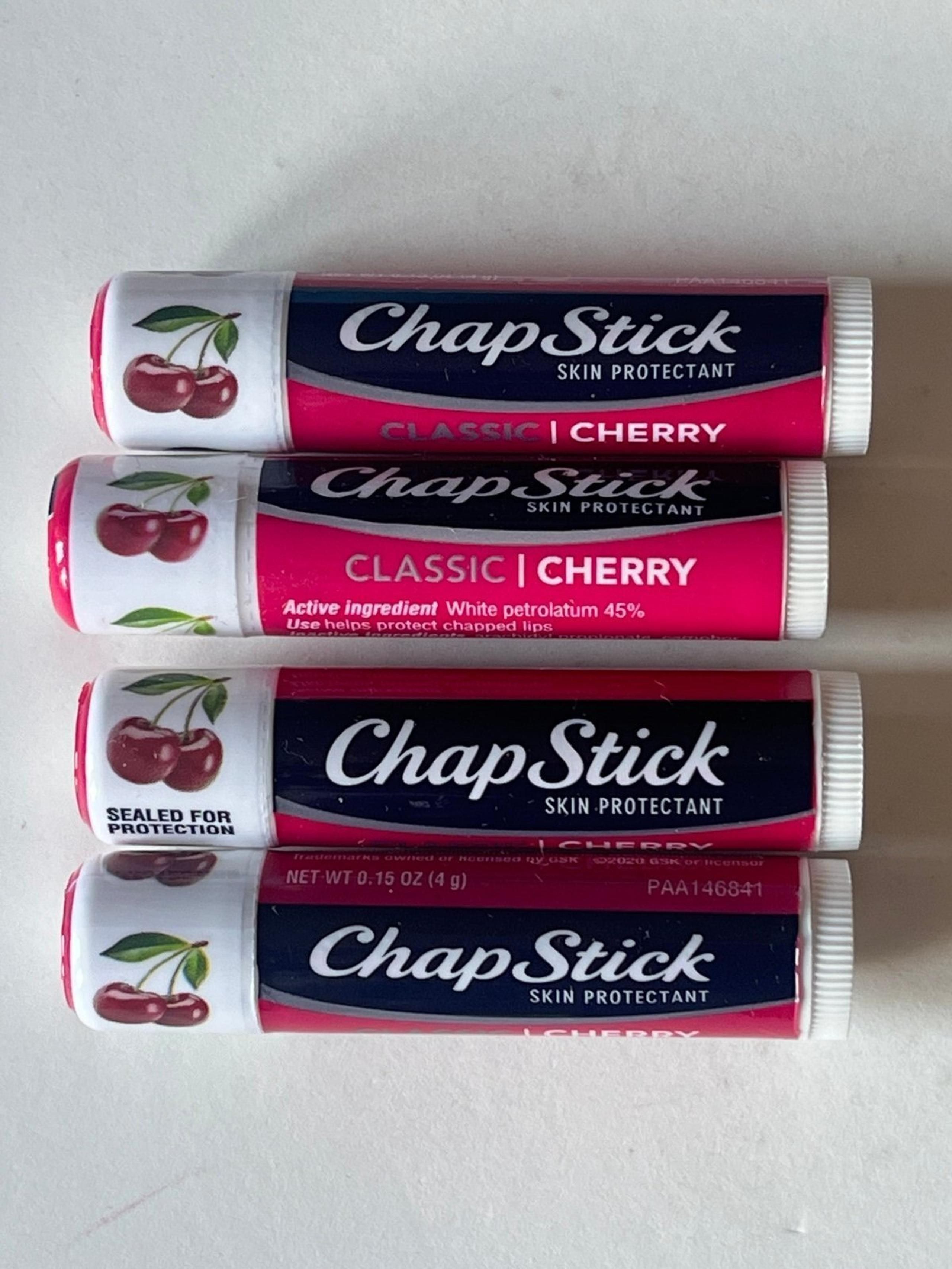 NEW SEALED ChapStick Classic Cherry Lip Balm 4 Pack.