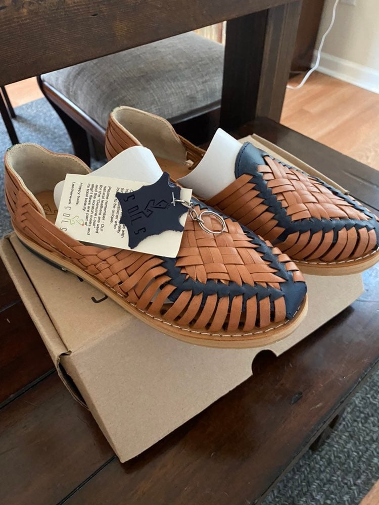 SOLS Ana Huarache Sandals size 8 100% Leather Brand New Mexican Espadrilles Sand