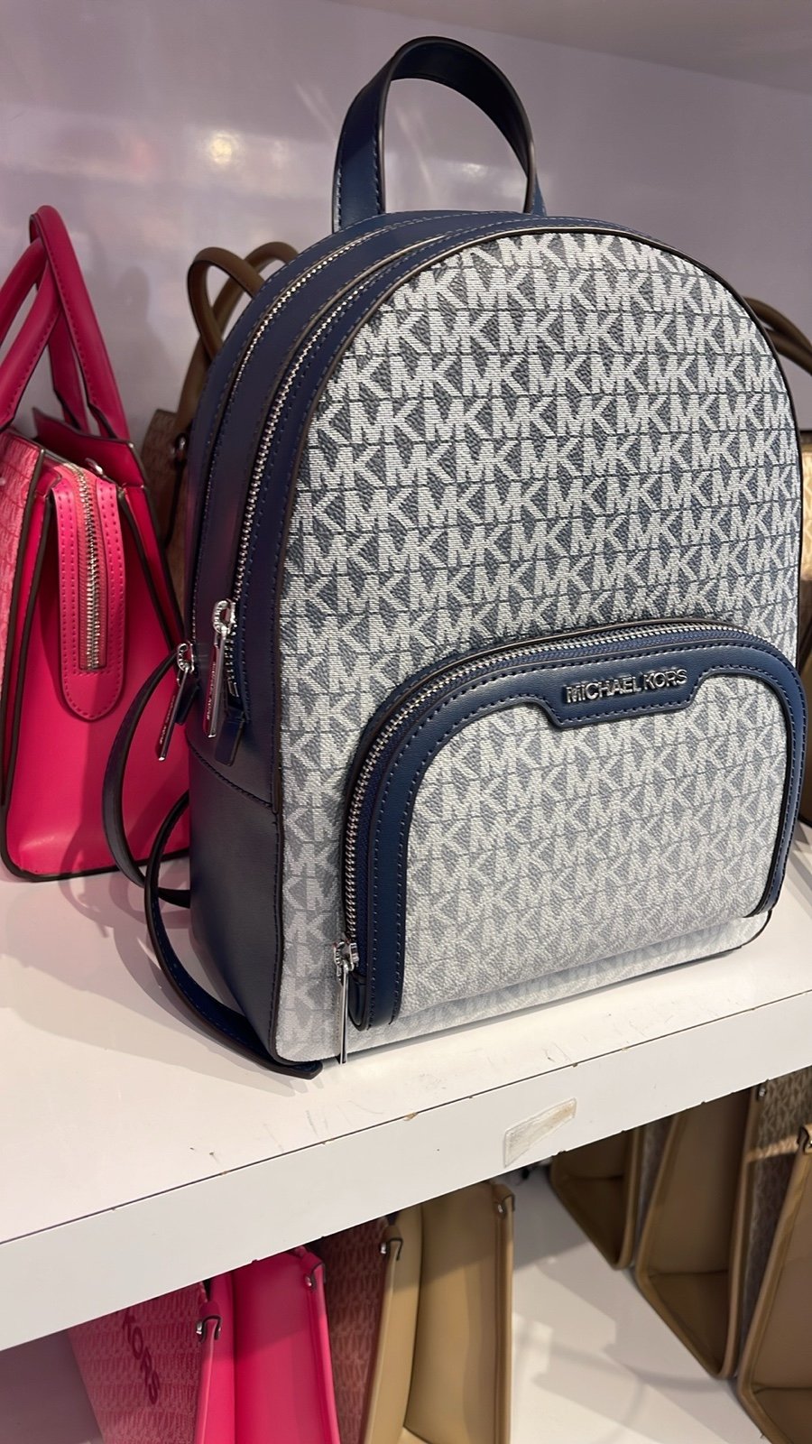 Michael Kors Jaycee Medium Ombré Signature Logo Backpack Navy NWT