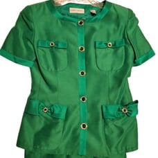 Albert Nipon Vintage 80's women's green skirt suit set size 6