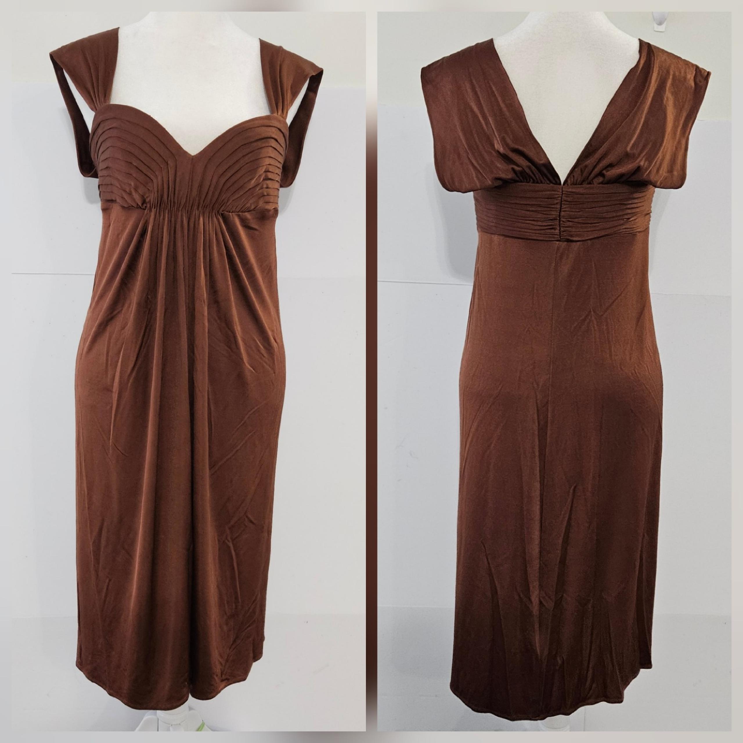 BCBG Maxazria Size S Brown Ruched Bust Gathered Waist Cocktail Dress
