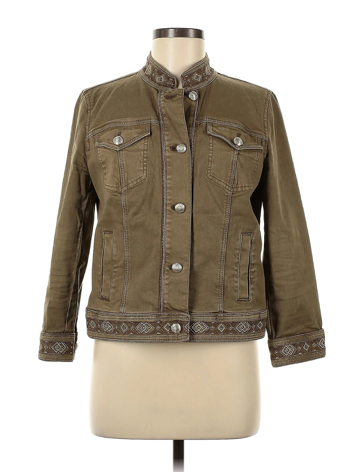 NWOT White House Black Market 570230850 Embroidered Button-Front Pioneer Jacket