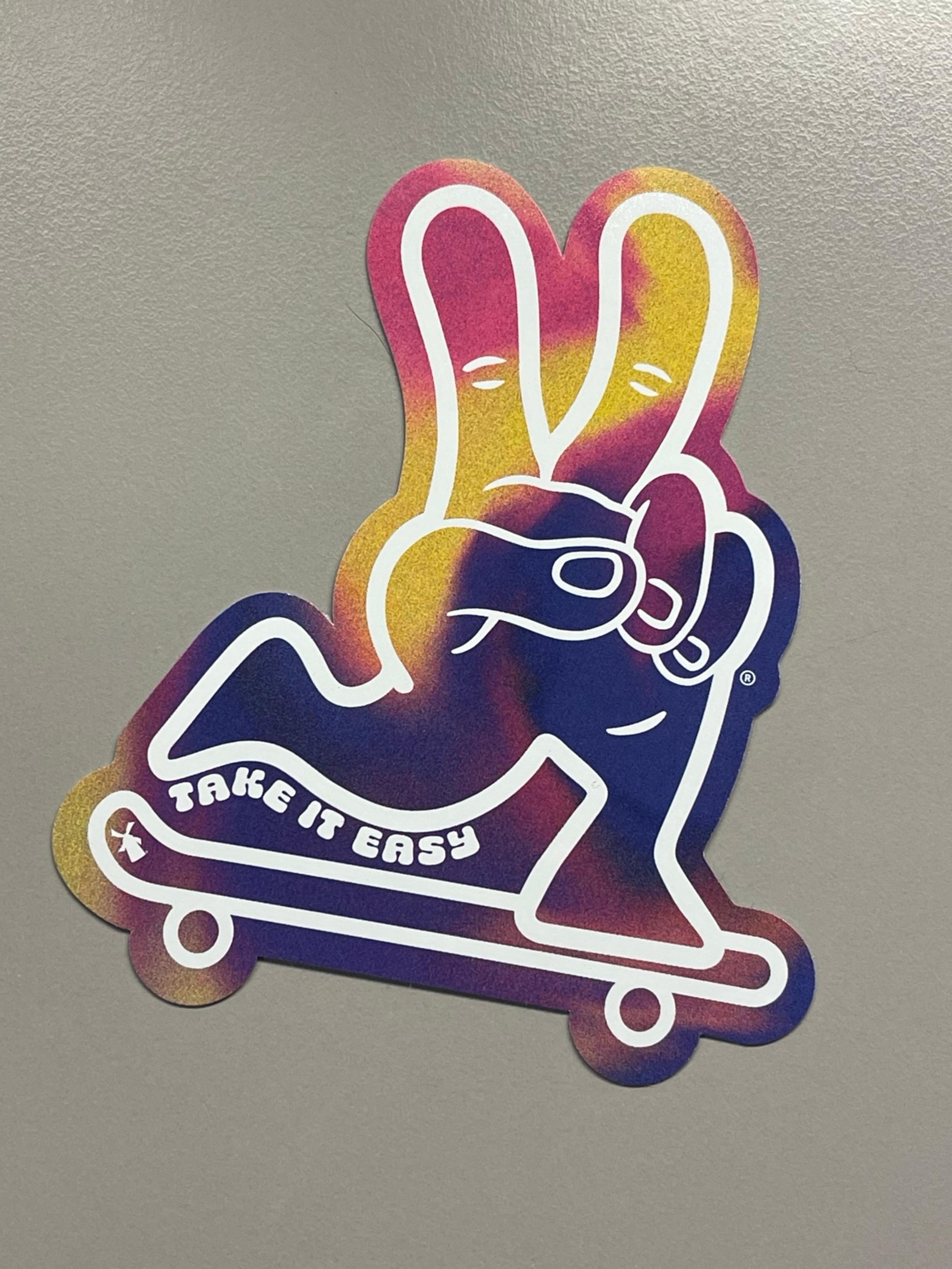 Dutch bros take it easy skating peace sign sticker