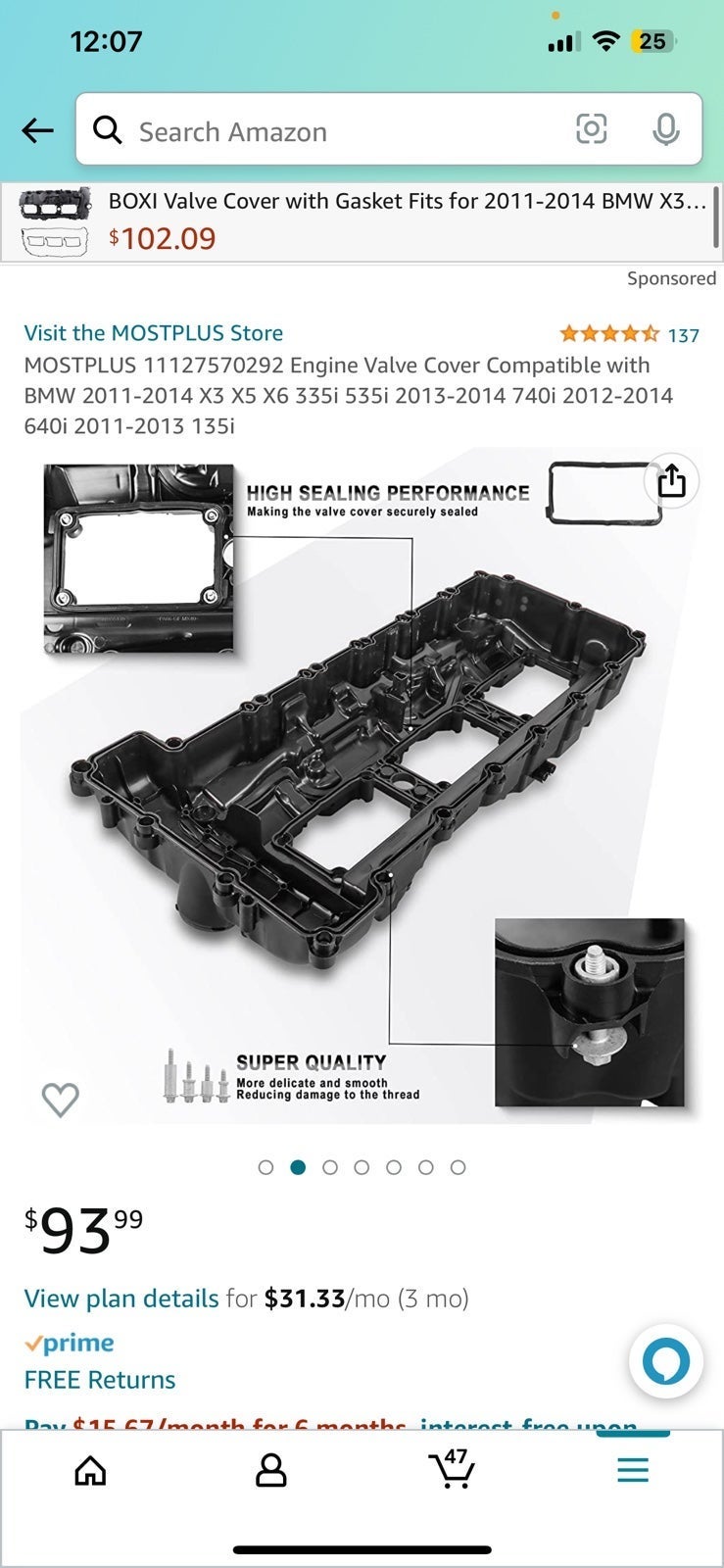 MOSTPLUS 11127570292 Engine Valve Cover Compatible with BMW 2011-2014 X3 X5 X6 3