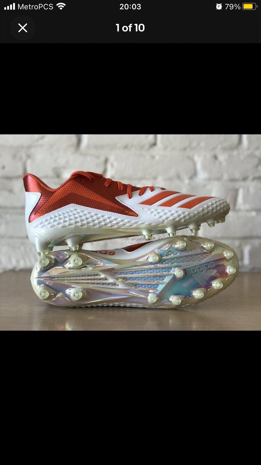Adidas SM Freak Carbon NFL Football Cleats Orange White Men’s Size 13 B44974 New