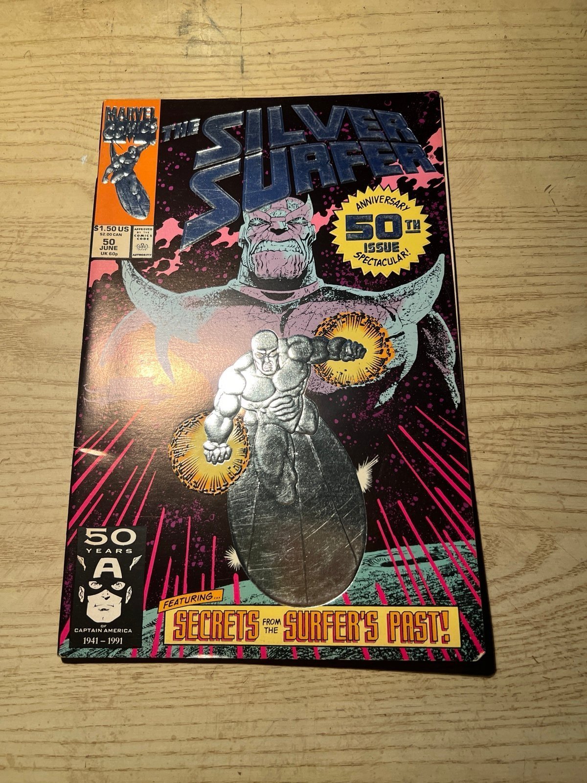 Silver Surfer #v3 #50 CGC 9.0 Near Mint Silver Foil Cover. 50th Issue Special
