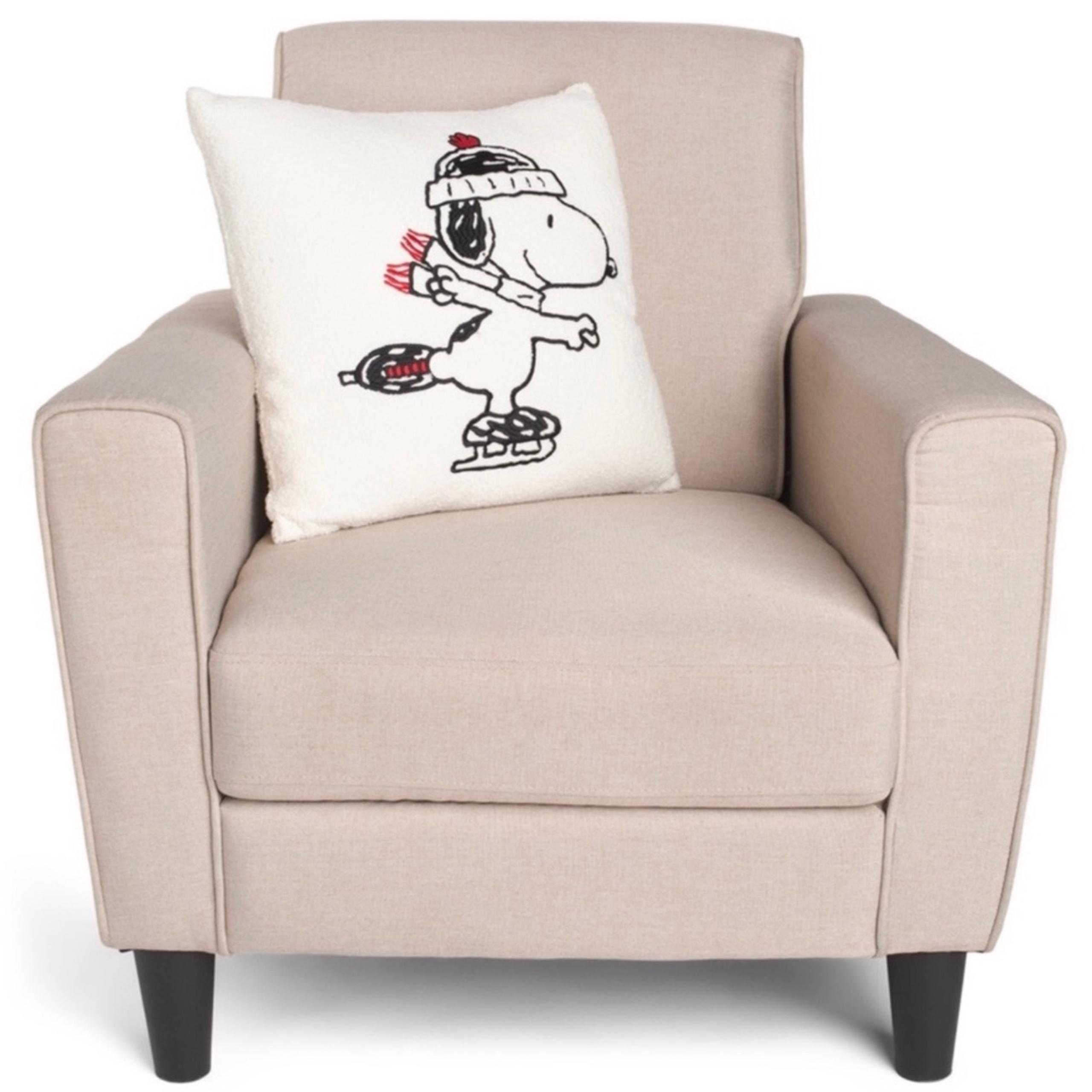 PEANUTS 18×18 Snoopy Ice Skating Sherpa Pillow