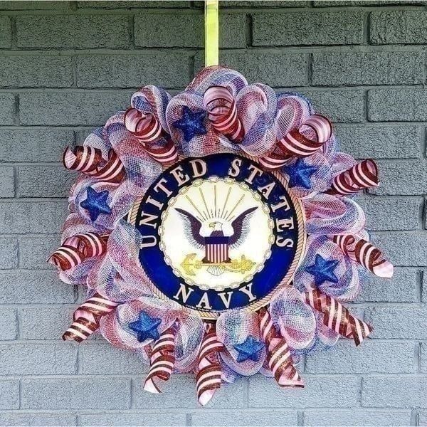 Wreath Patriotic Navy USA Red White & Blue Wreath