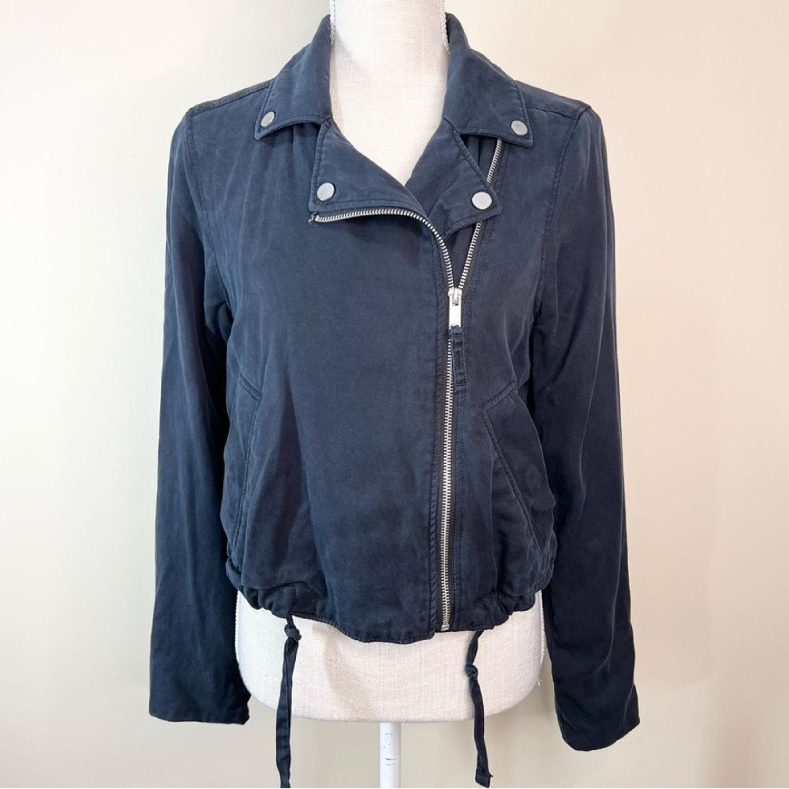Abercrombie & Fitch Black Drapey Moto Lyocell Jacket Medium