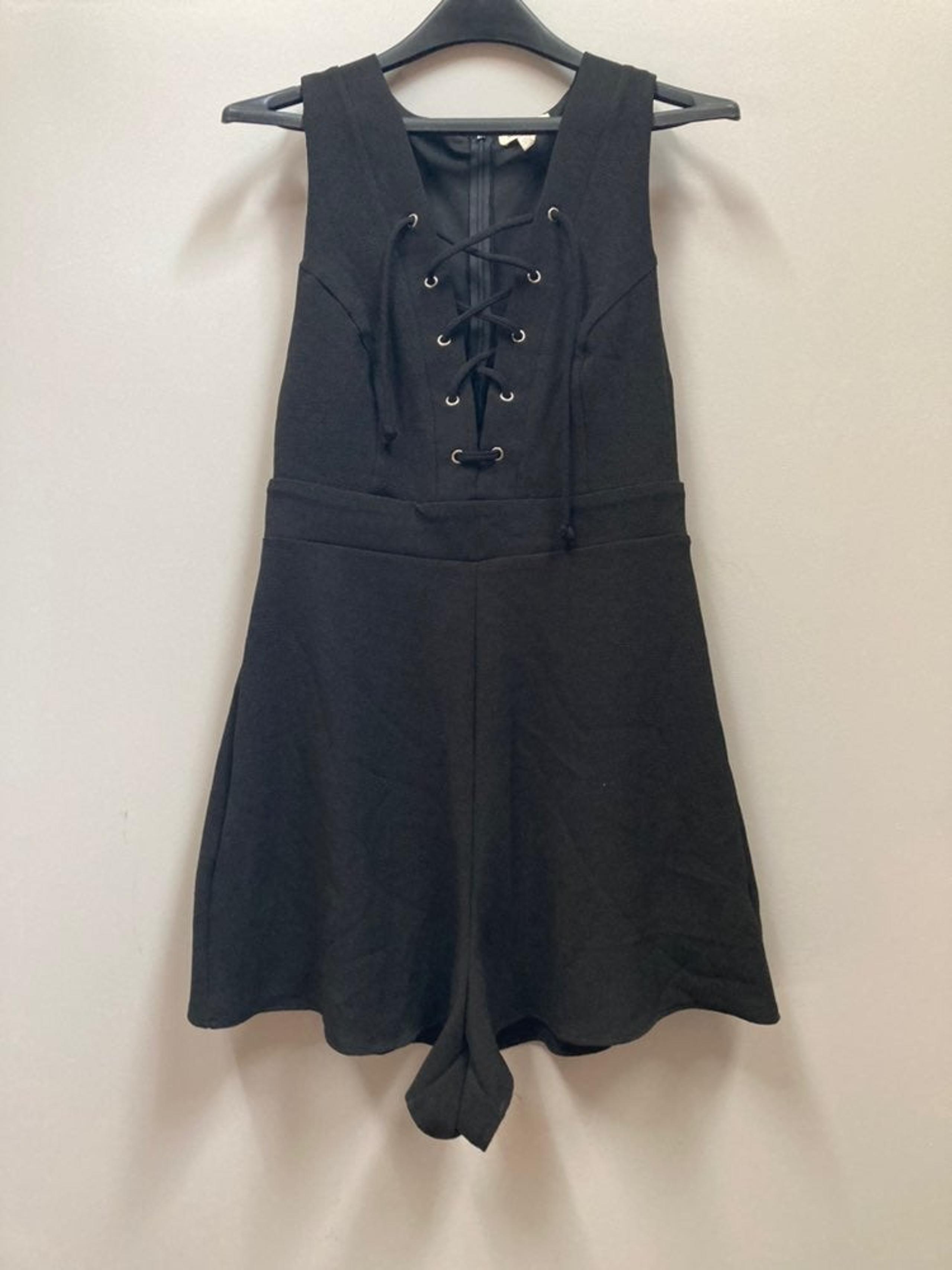 Silence + Noise Black Lace-Up Romper
